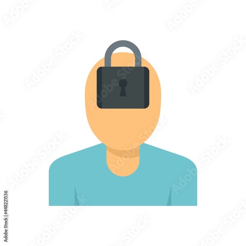 Mental person lock icon flat isolated vector