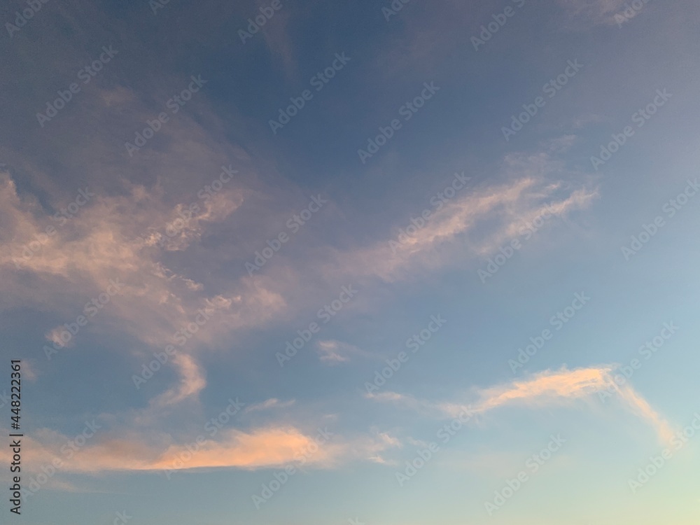 Sunset sky with pastele colored clouds