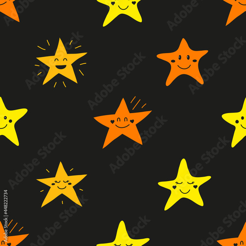 Seamless pattern with doodle stars.
