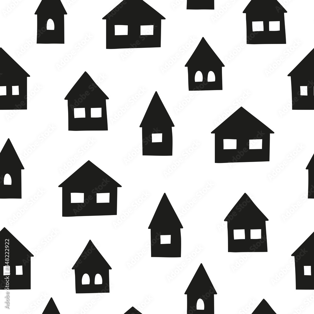 Seamless pattern with houses.