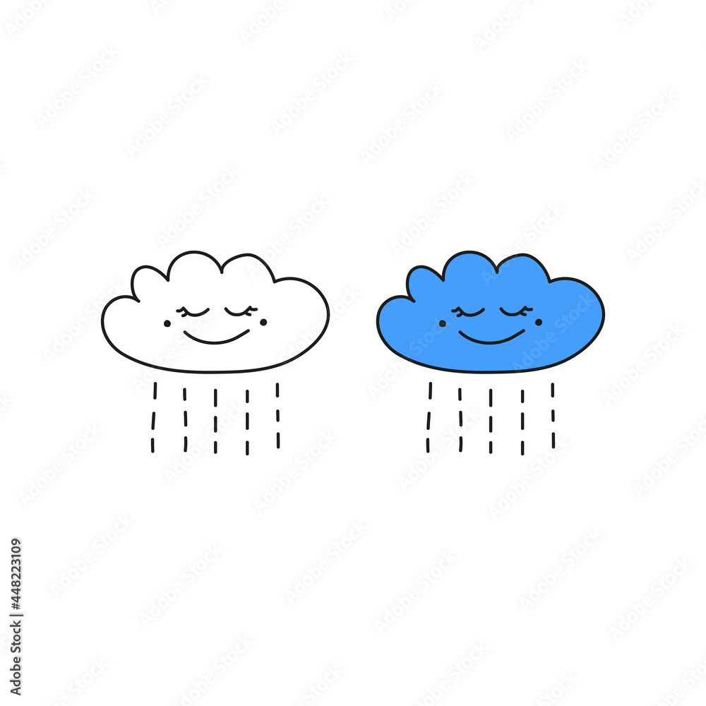 Obraz premium Doodle cloud happy character icon.