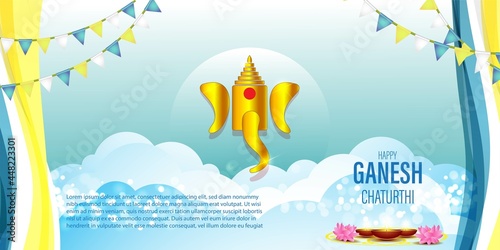 VECTOR ILLUSTRATION FOR INDIAN LORD GANESHA FESTIVAL HAPPY GANESHA CHATURTHI