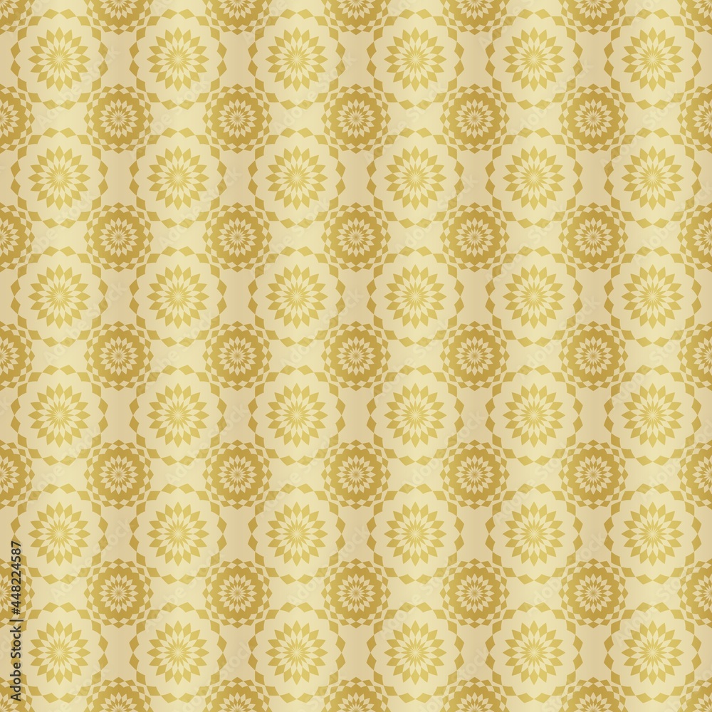 Gold paper for printing.  Seamless pattern. Gold background with decor. Imitation metal foil.