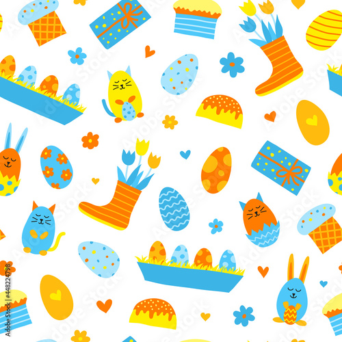 Seamless pattern with Easter icons.