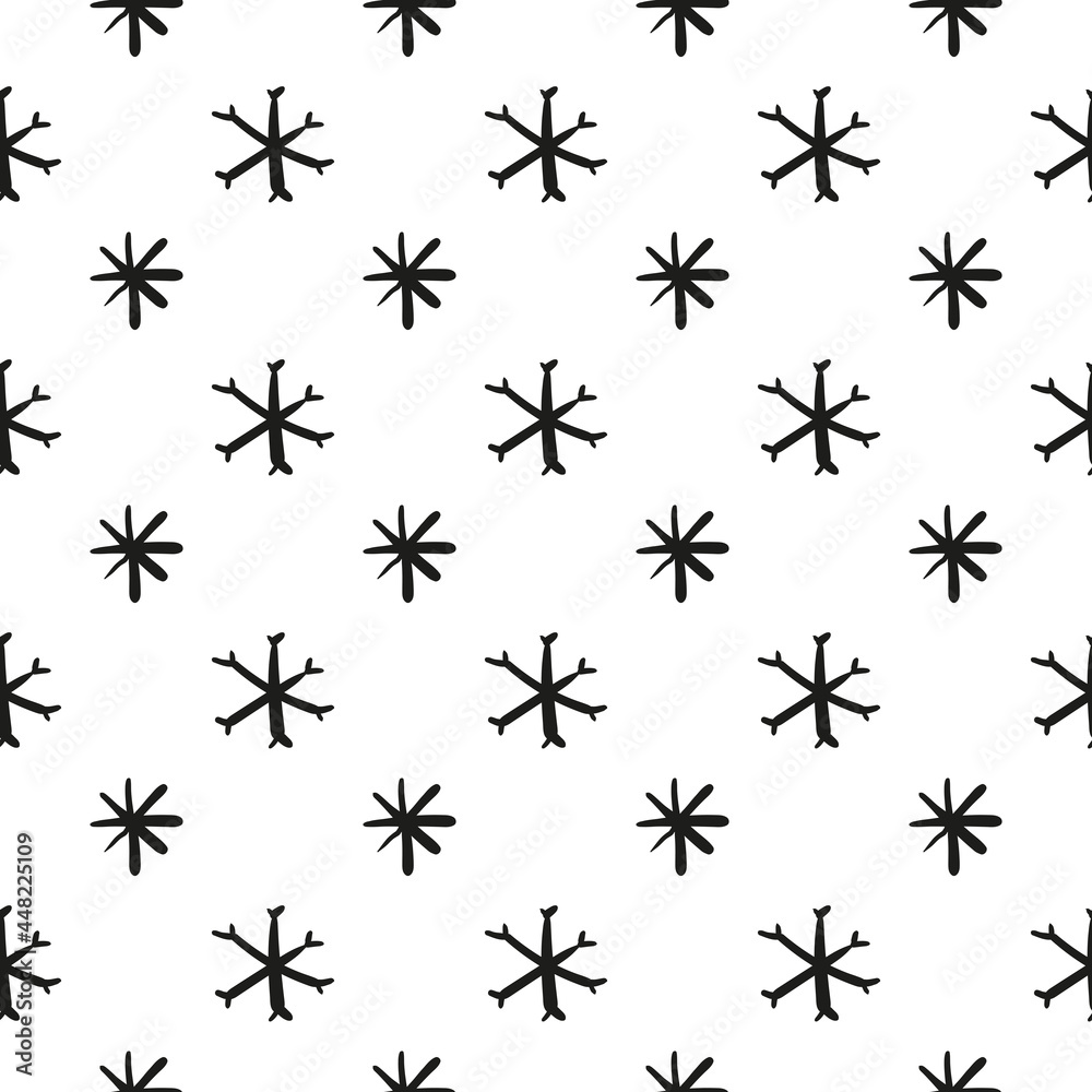 Seamless pattern with hand drawn snowflakes. Seamless pattern with hand drawn snowflakes.