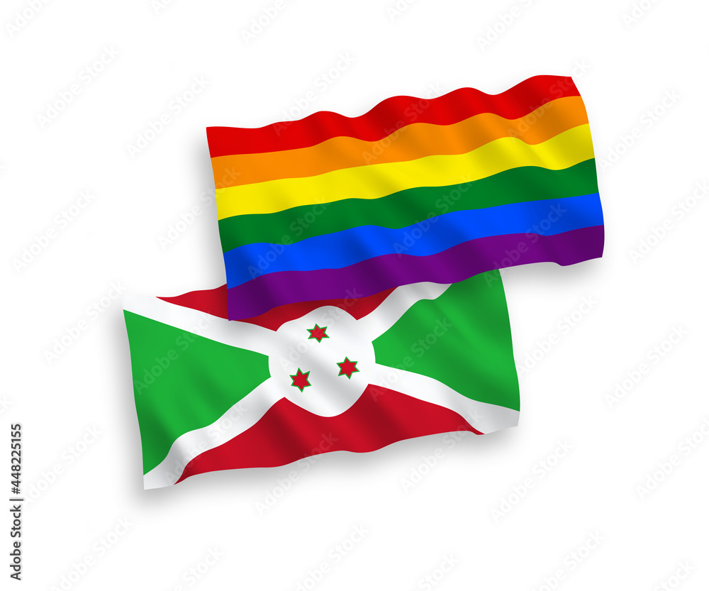 Flags of Burundi and Rainbow gay pride on a white background Flags of Burundi and Rainbow gay pride on a white background