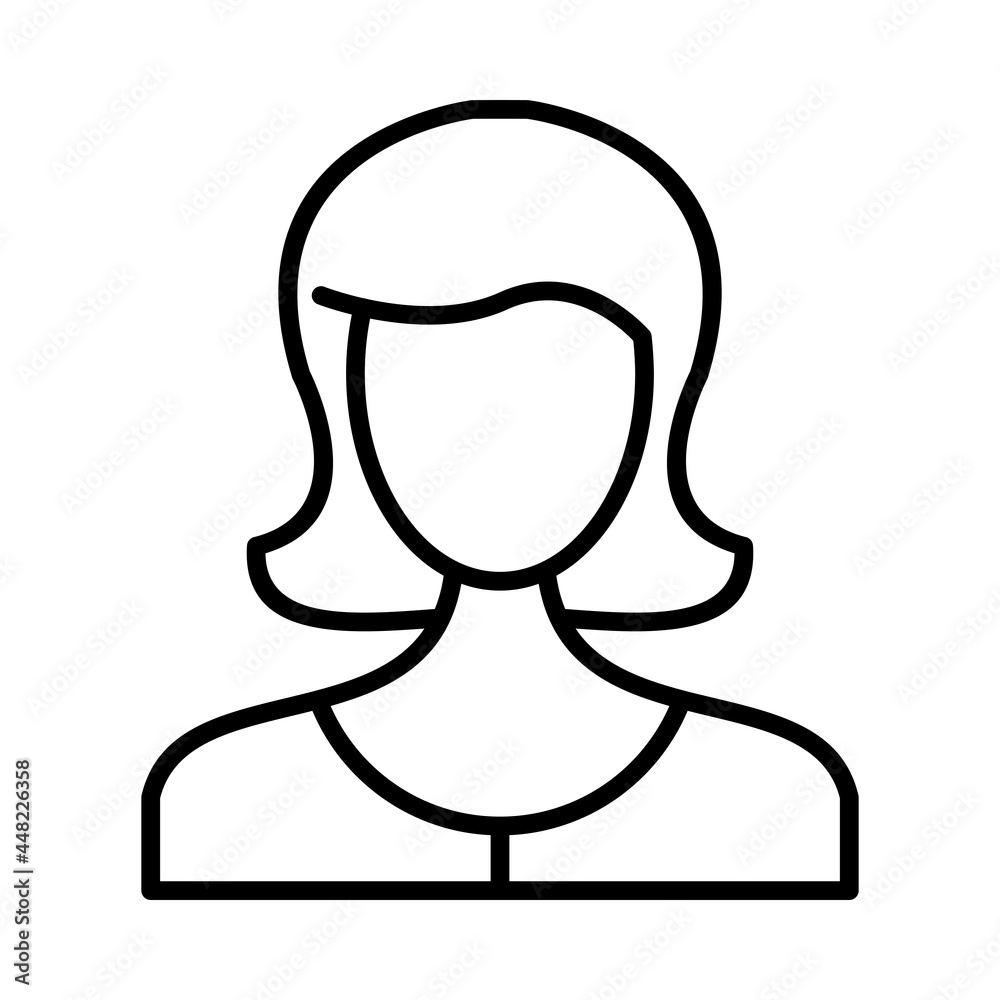 Girl Avatar Vector Line Icon Design Girl Avatar Vector Line Icon Design