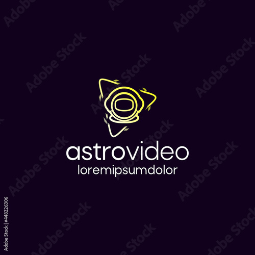 Illustration vector graphic of astronaut video logo.  Aplication icon. Design inspiration. Fit to your Digital media, Business, Company etc