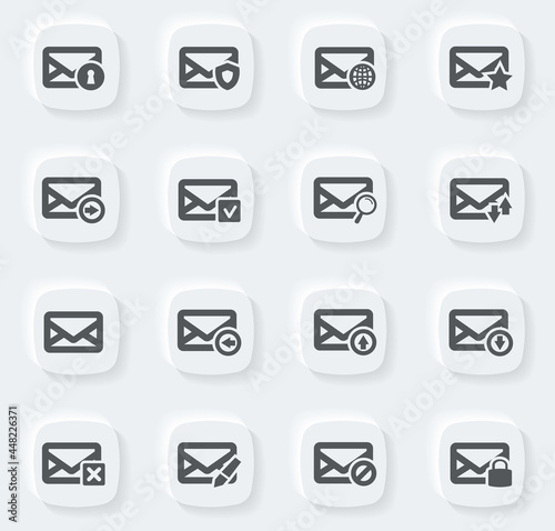 Mail and envelope icons set