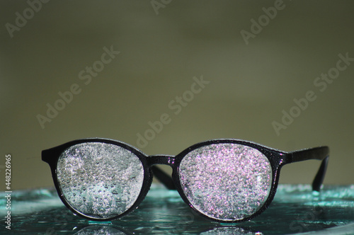 Black Frame Eyeglass High-Quality image with waterdrop