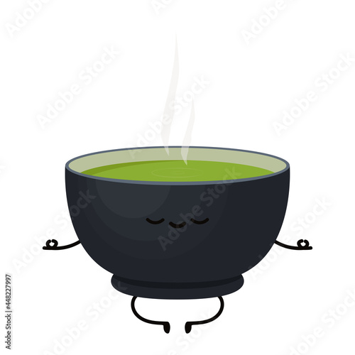 Matcha character. Matcha cup vector. green tea vector. wallpaper. free space for text. symbol. 
