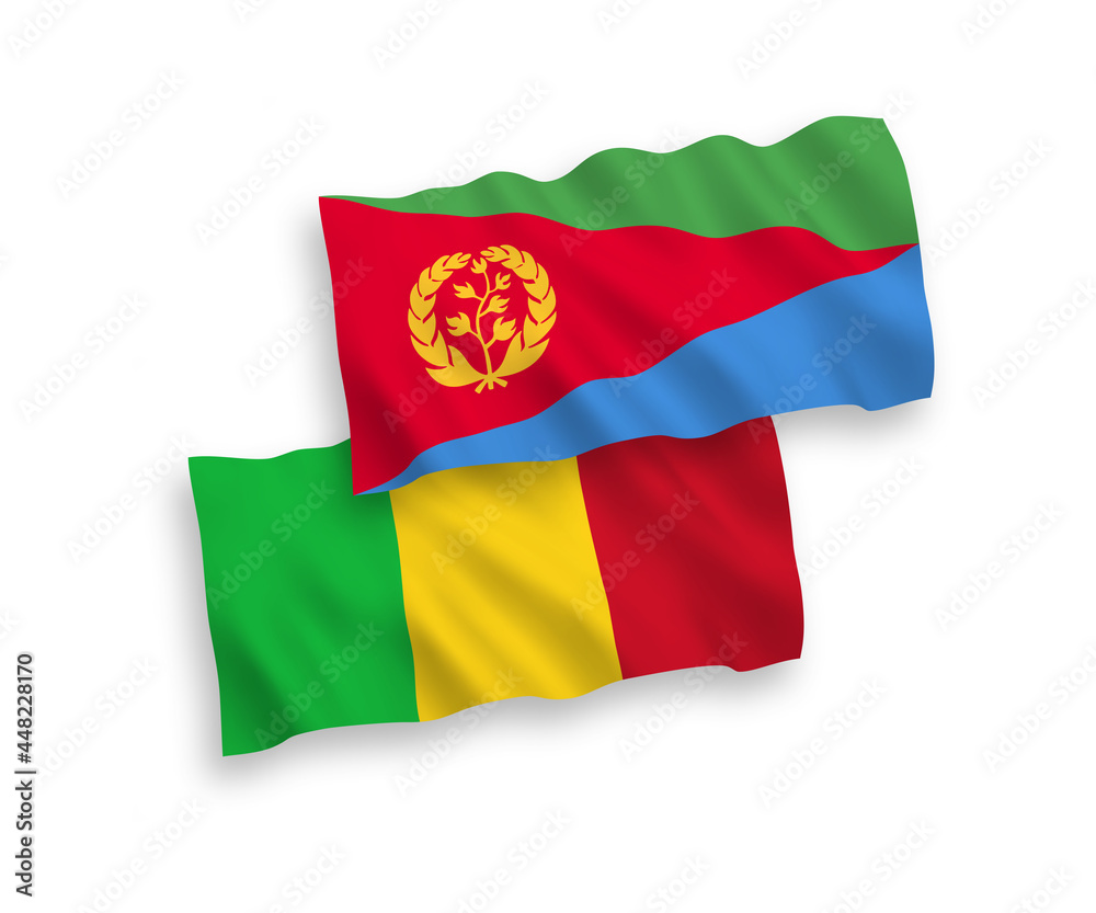 Flags of Eritrea and Mali on a white background