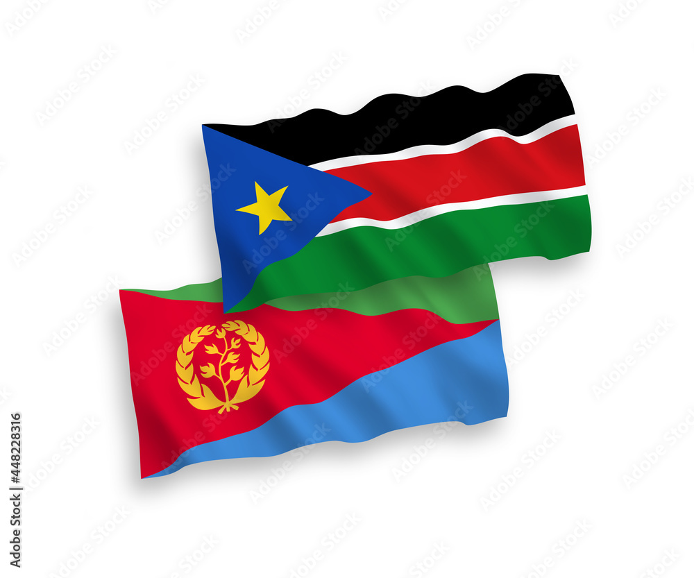 Flags of Eritrea and Republic of South Sudan on a white background Flags of Eritrea and Republic of South Sudan on a white background