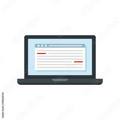 Laptop editor icon flat isolated vector
