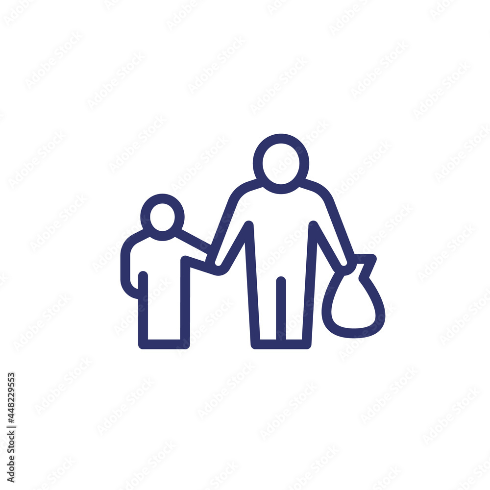 Obraz premium Refugee line icon on white