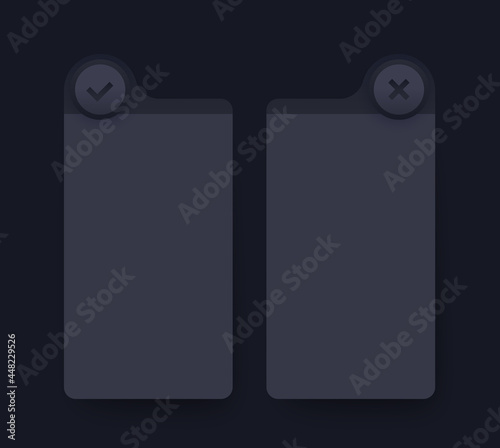 positive and negative comparison, pros and cons list, dark design