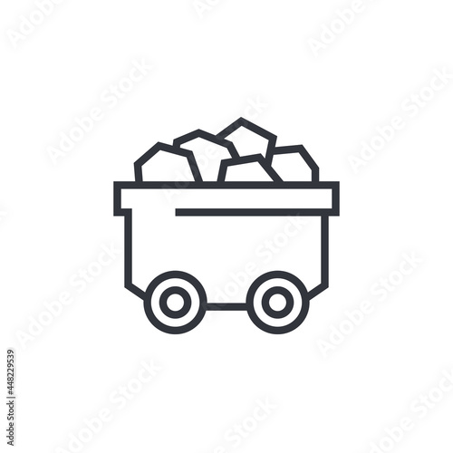 minecart or mine wagon line icon