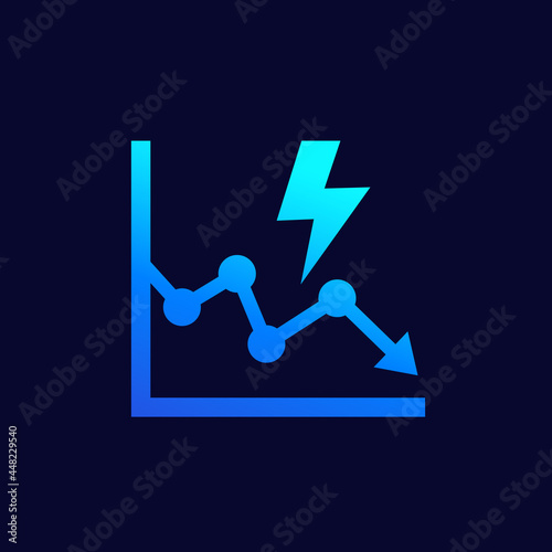 power consumption decrease and reduction vector icon