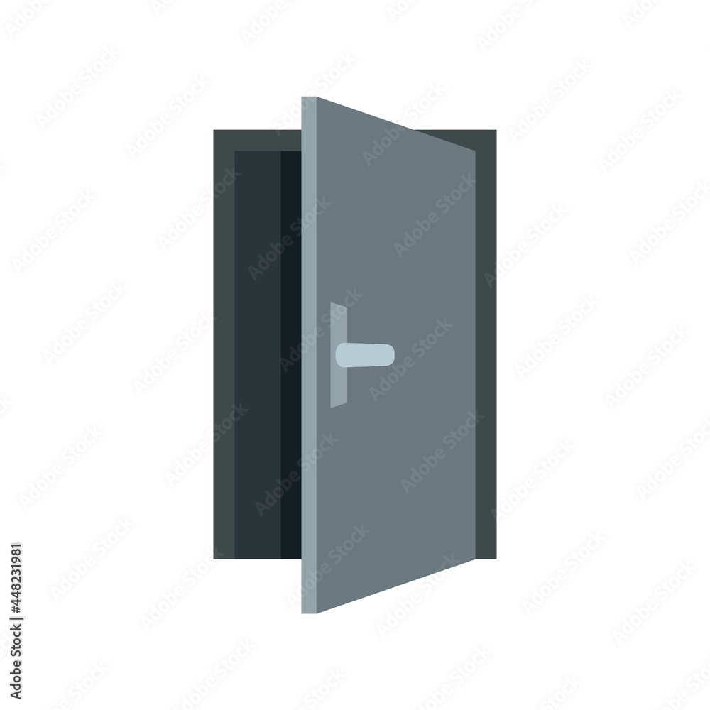 Steel open door icon flat isolated vector