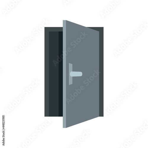 Steel open door icon flat isolated vector