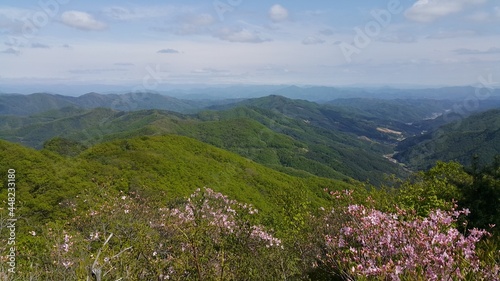 한국 춘천의 대룡산 정상에서 바라본 풍경