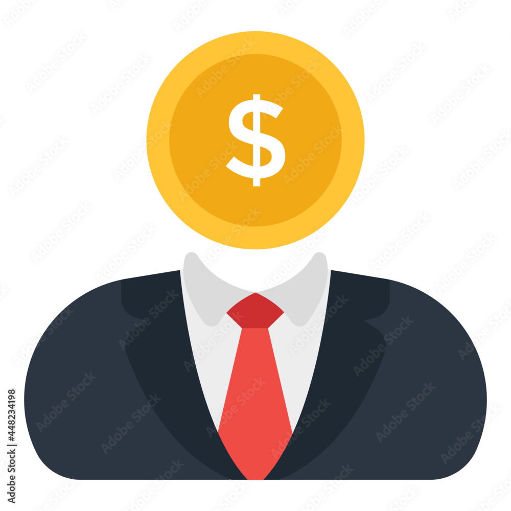 Dollar on avatar head depicting concept of investor Dollar on avatar head depicting concept of investor