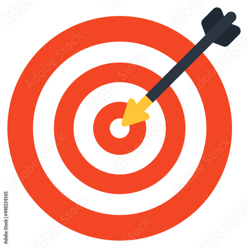 Archery with hitting arrow, icon 