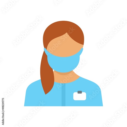 Hospital nurse icon flat isolated vector