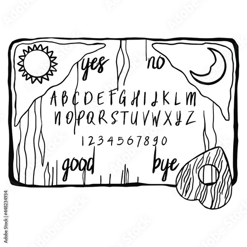 Ouija board. Stock vector illustration.