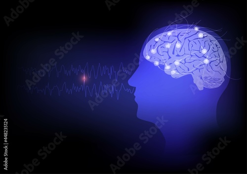 Concept of human brain and electroencephalography recording