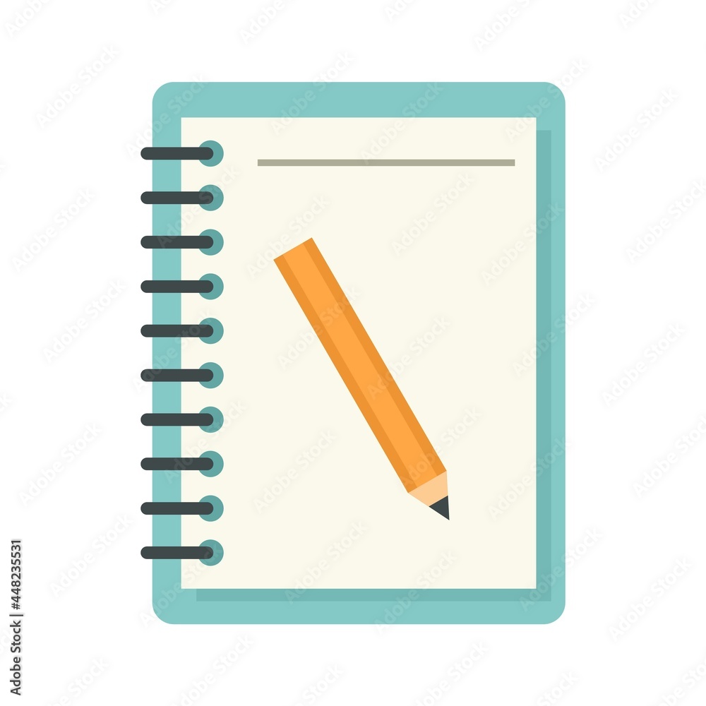 Lesson pencil notebook icon flat isolated vector Lesson pencil notebook icon flat isolated vector
