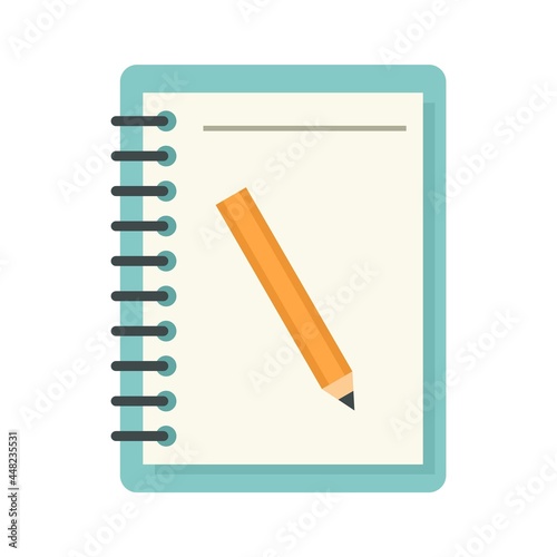 Lesson pencil notebook icon flat isolated vector