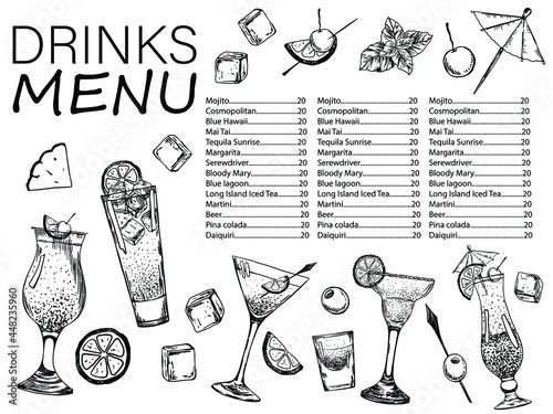 Bar menu template.  Stock vector illustration.