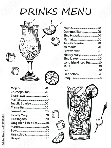 Bar menu template.  Stock vector illustration.