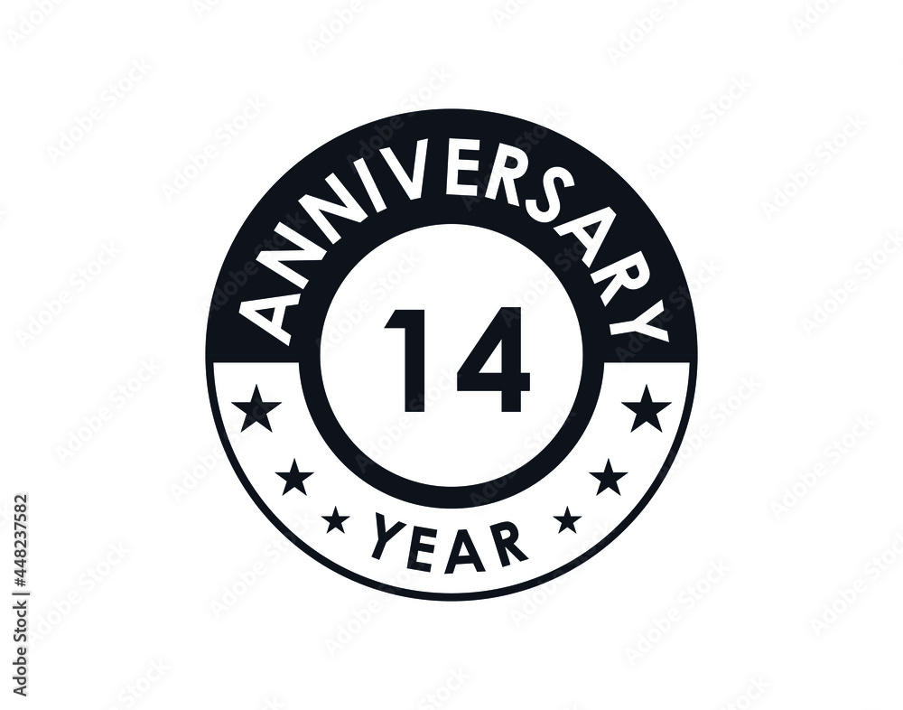 14 years anniversary badge vector design
