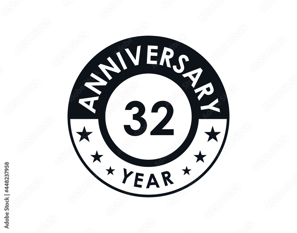 32 years anniversary badge vector design