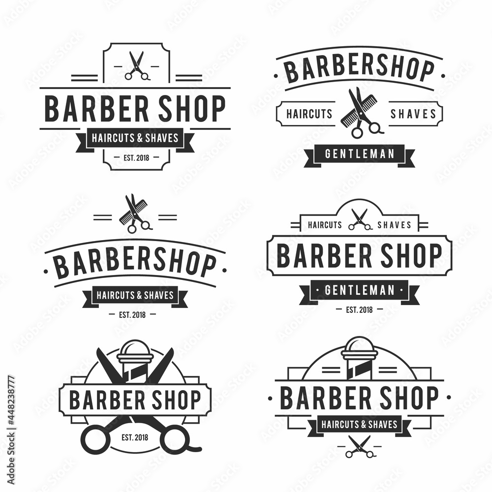 Barbershop vintage logo collection