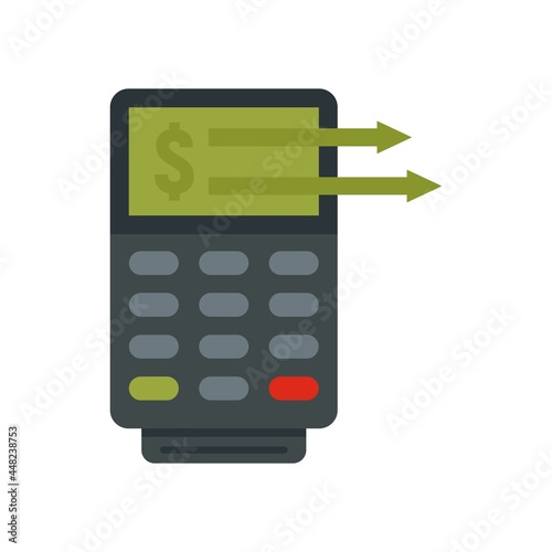 Money transfer terminal icon flat isolated vector