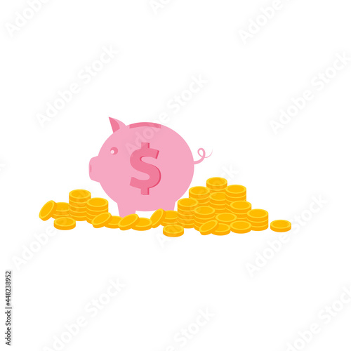 piggy bank, piggy bank, coin save, coin collecting, investment icon, piggy bank icon, concept of banking or financial business administration.vector illustration