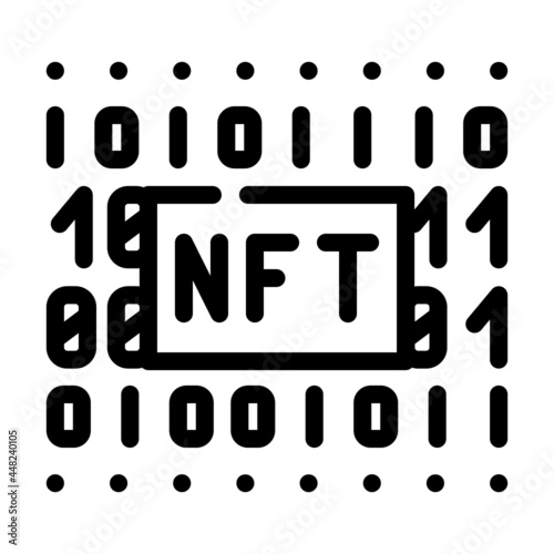 nft code line icon vector. nft code sign. isolated contour symbol black illustration