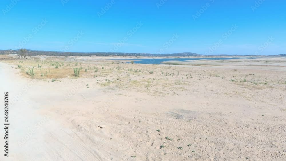 Folsom Lake Drought Low Fast Aerial Fly Over 2021