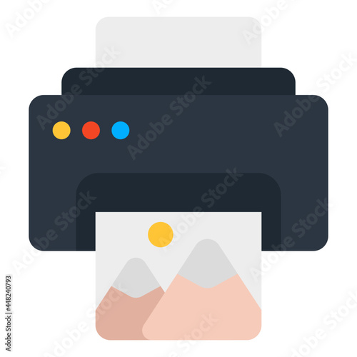Photo printer icon in flat design
