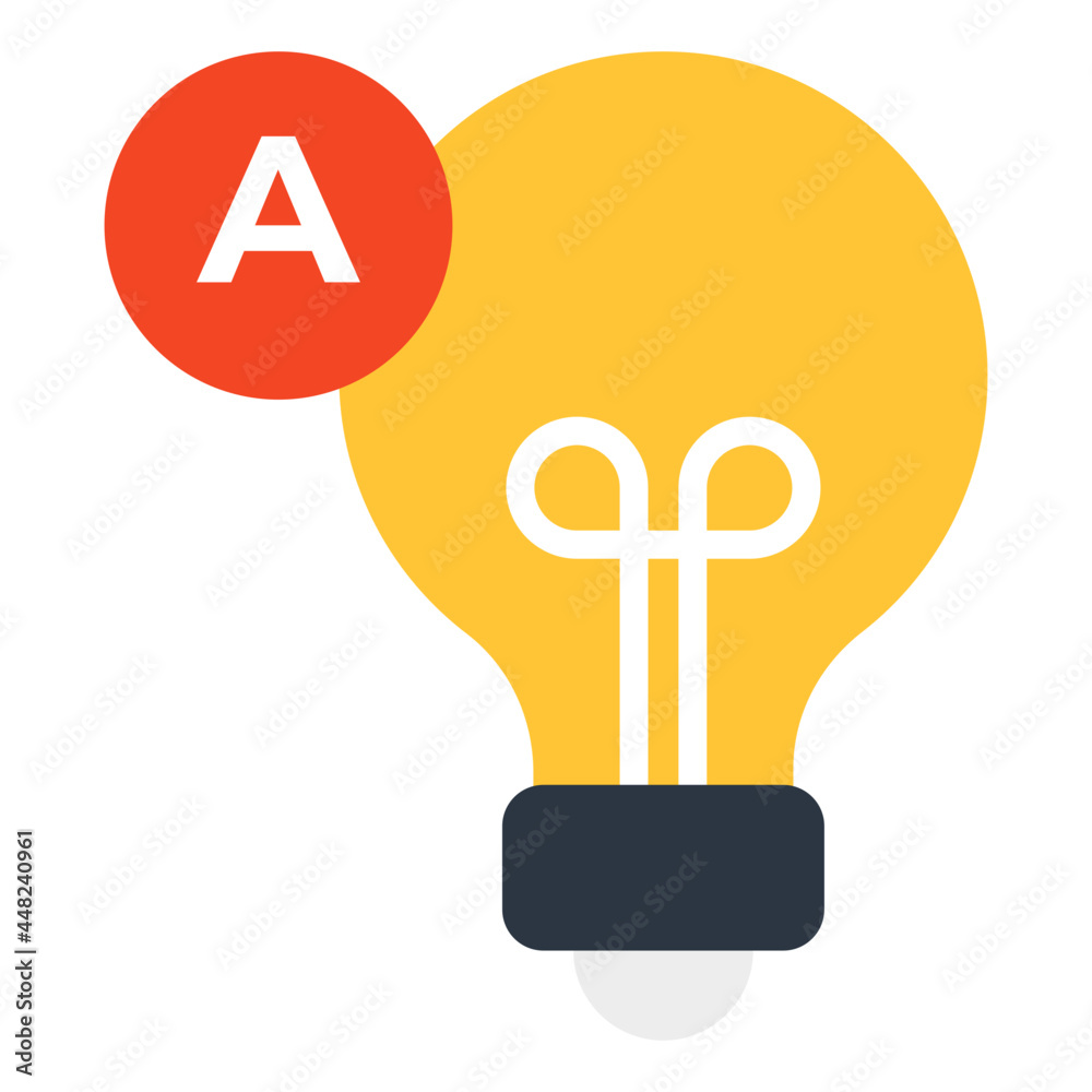 Light bulb icon, flat design of idea Light bulb icon, flat design of idea
