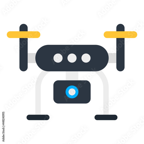 Flat design icon of drone camera