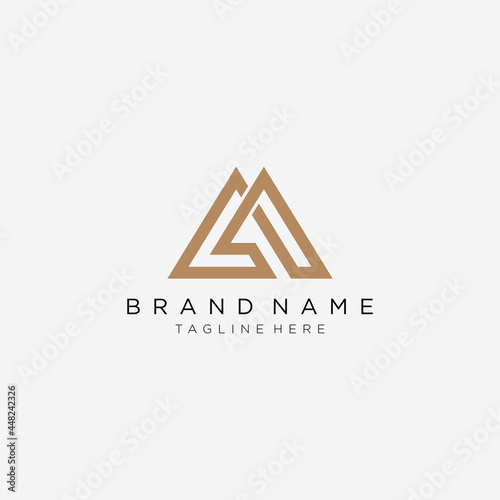 Initial letter L and M, LM, overlapping interlock logo, monogram line art style gold.