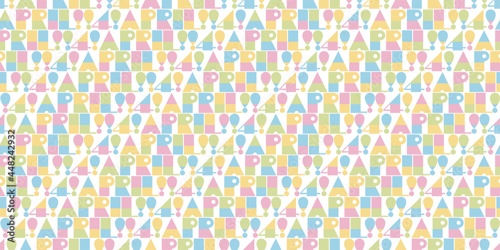 Cute geometric april background. Seamless pattern.Vector. 4月のかわいい幾何学パターン