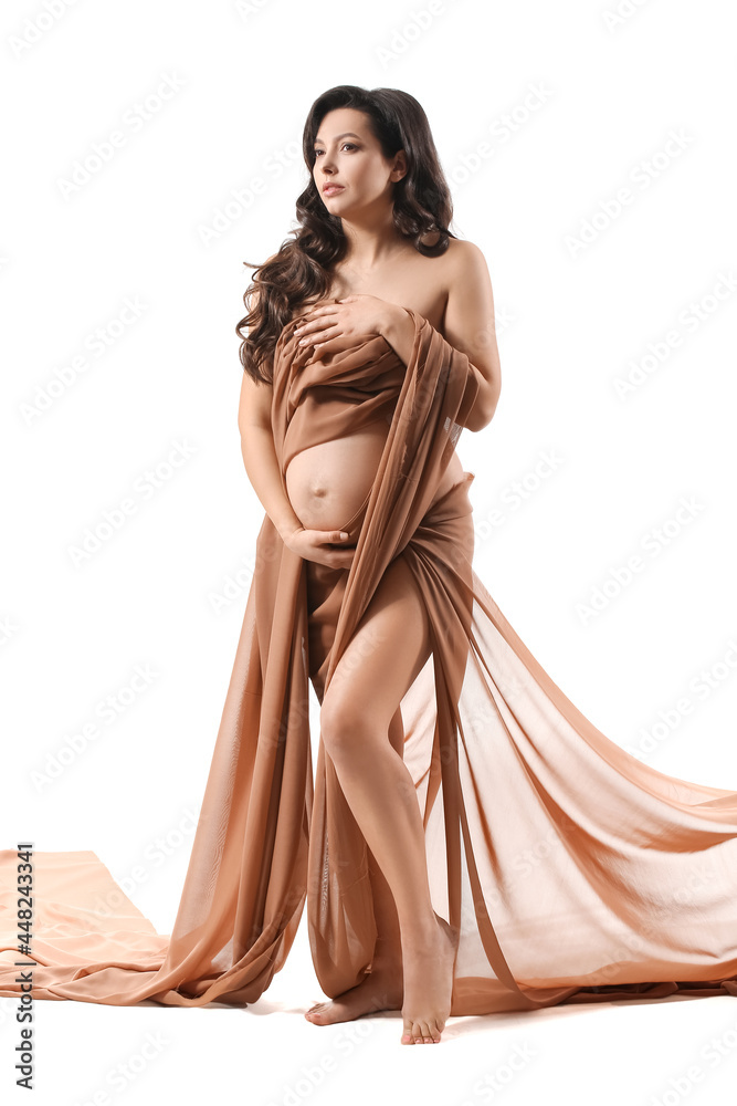 Beautiful pregnant woman on white background Beautiful pregnant woman on white background