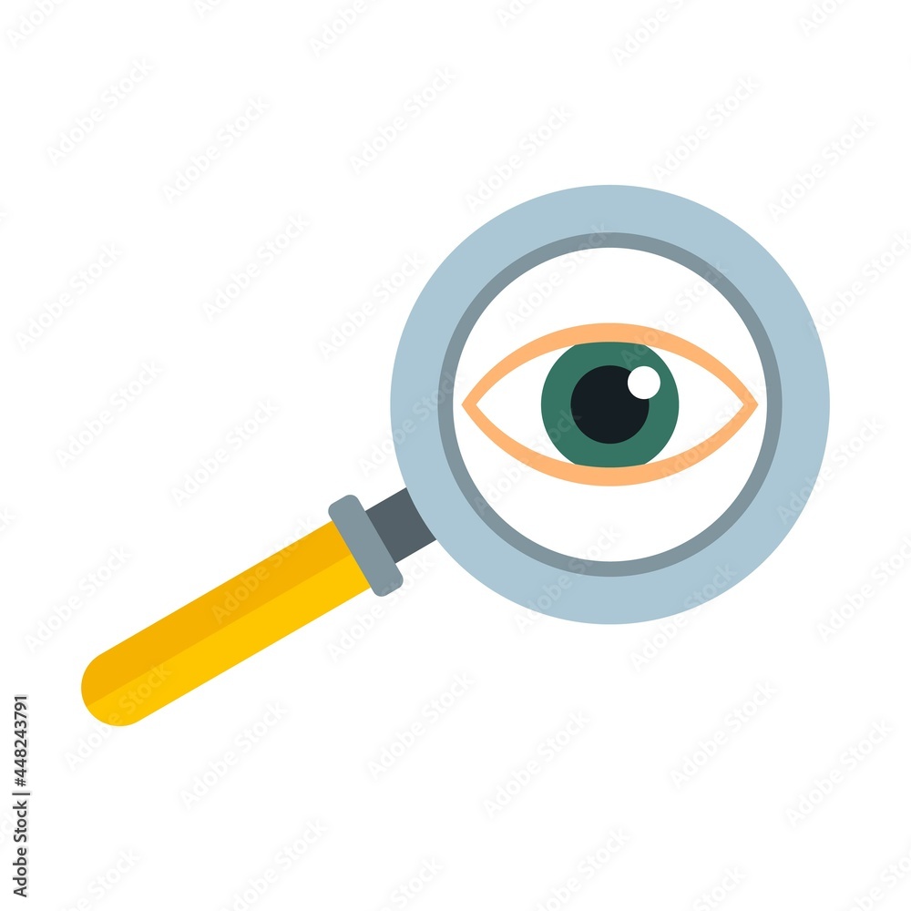 Eye examination magnifier icon flat isolated vector Eye examination magnifier icon flat isolated vector