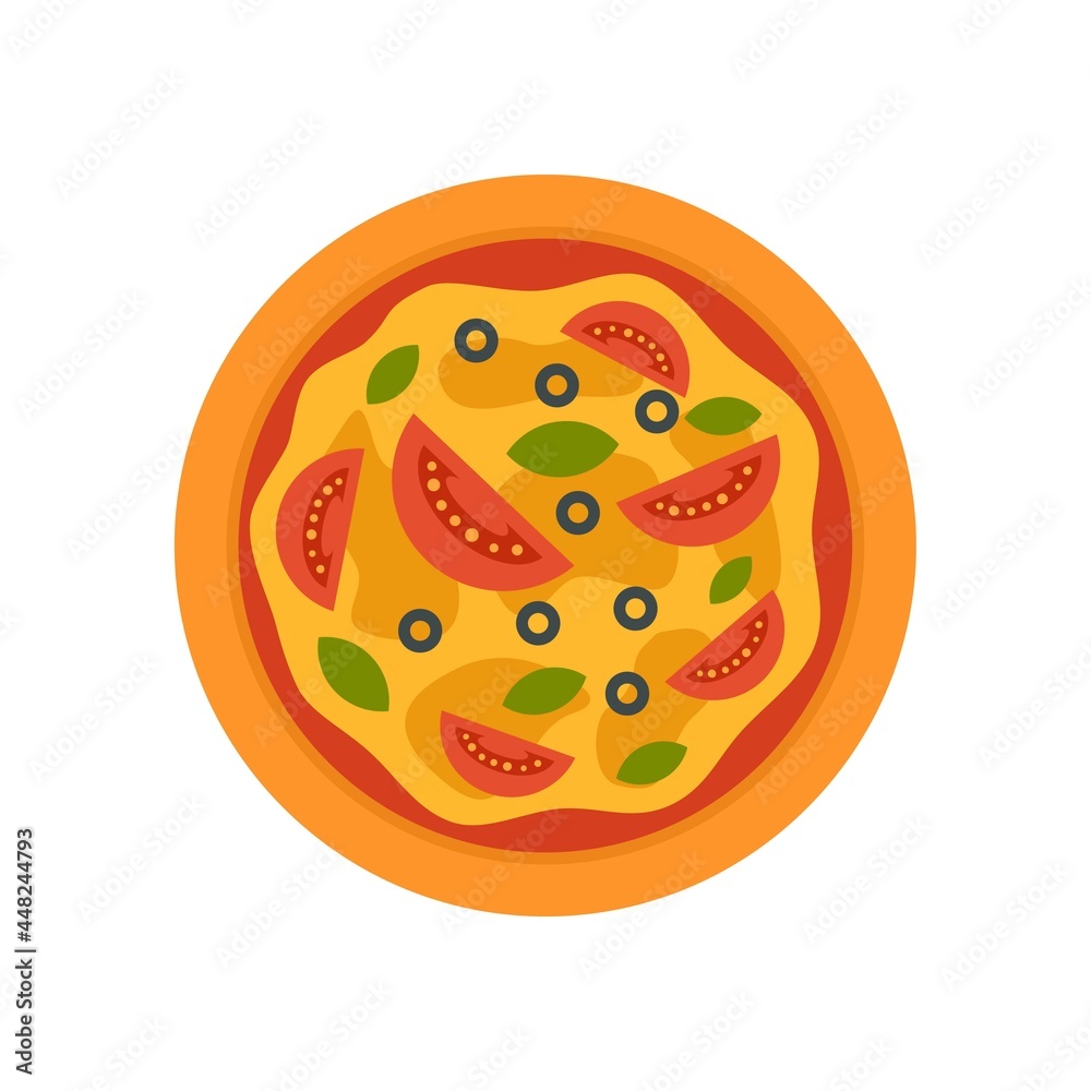Fototapeta premium Fresh tomato pizza icon flat isolated vector