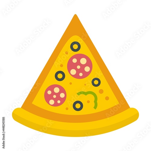 Delivery pizza slice icon flat isolated vector